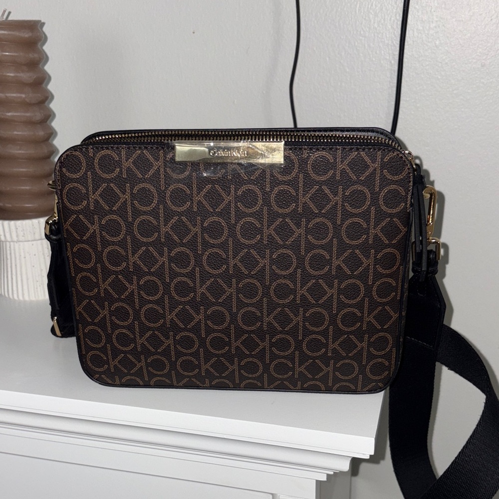 Calvin Klein Brown Crossbody Bag with Monogram